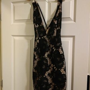 Black lace Dress With  nude underlay Size XS